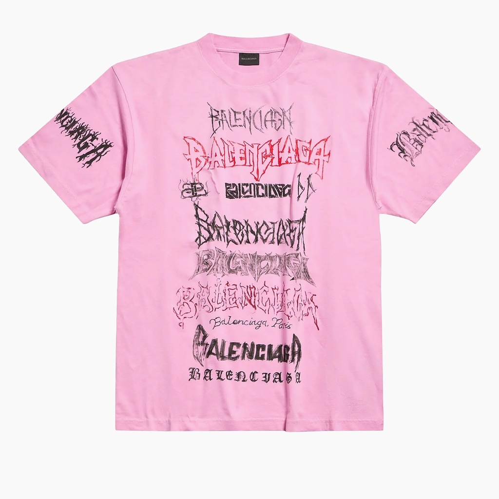 Balenciaga Pink Diy Graphic Metal Tee Ss24 Nwot